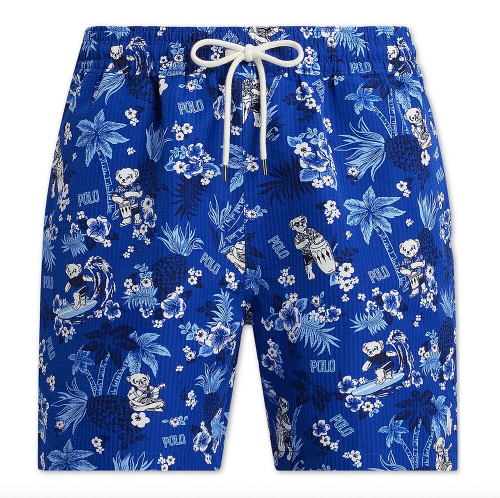 Polo Ralph Lauren 5.75-Inch Traveler Polo Bear Swim Trunks Blue/White Medium